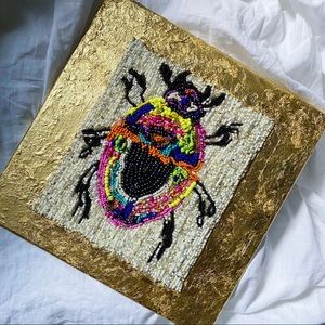 ”The Beetle” Hand Beaded Beetle Art Piece on Canvas